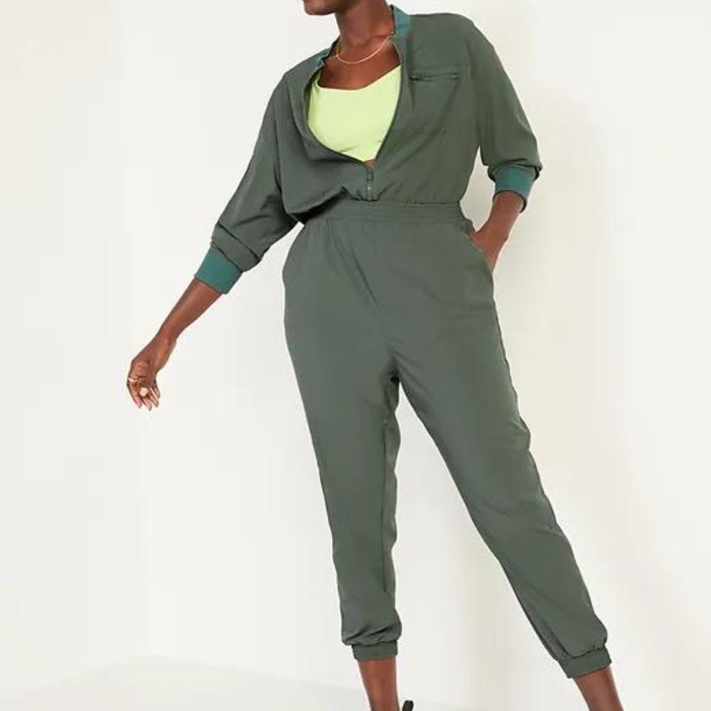 Old Navy StretchTech Cropped Zip Bomber Jumpsuit for Women New - Picture 4 of 7
